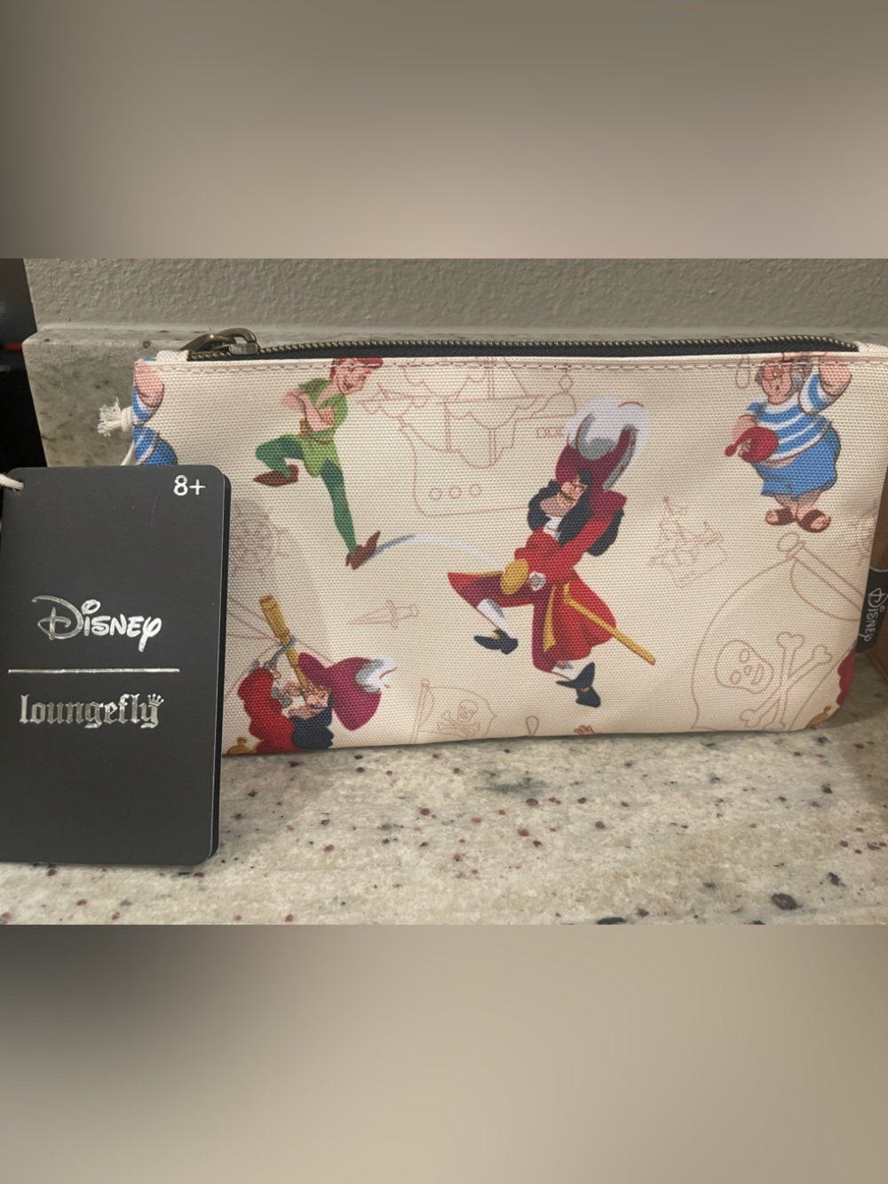 Disney Loungefly Peter Pan Character Zip Pouch. NWT